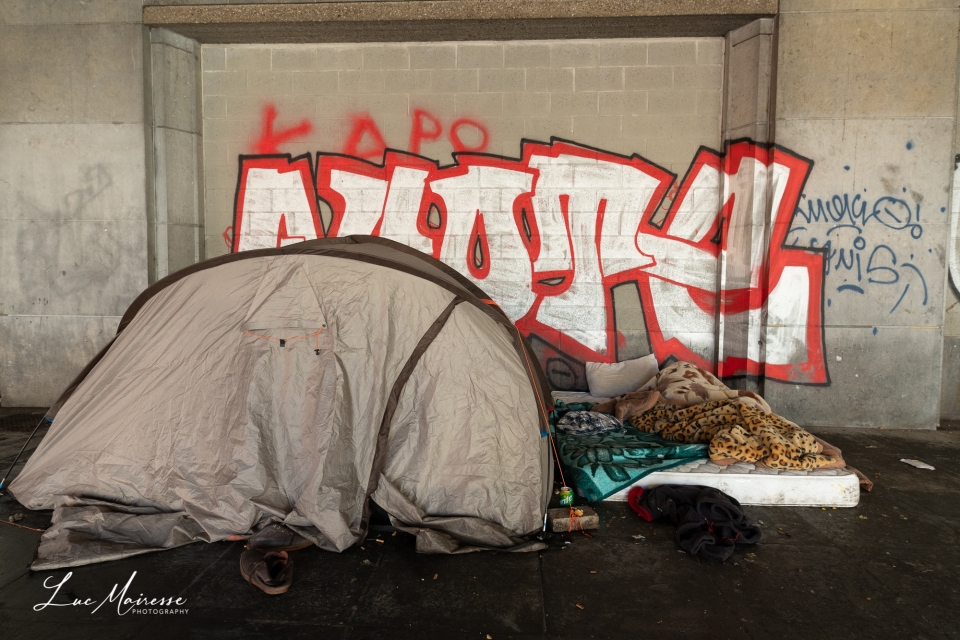 Homelessness/ tent in the city