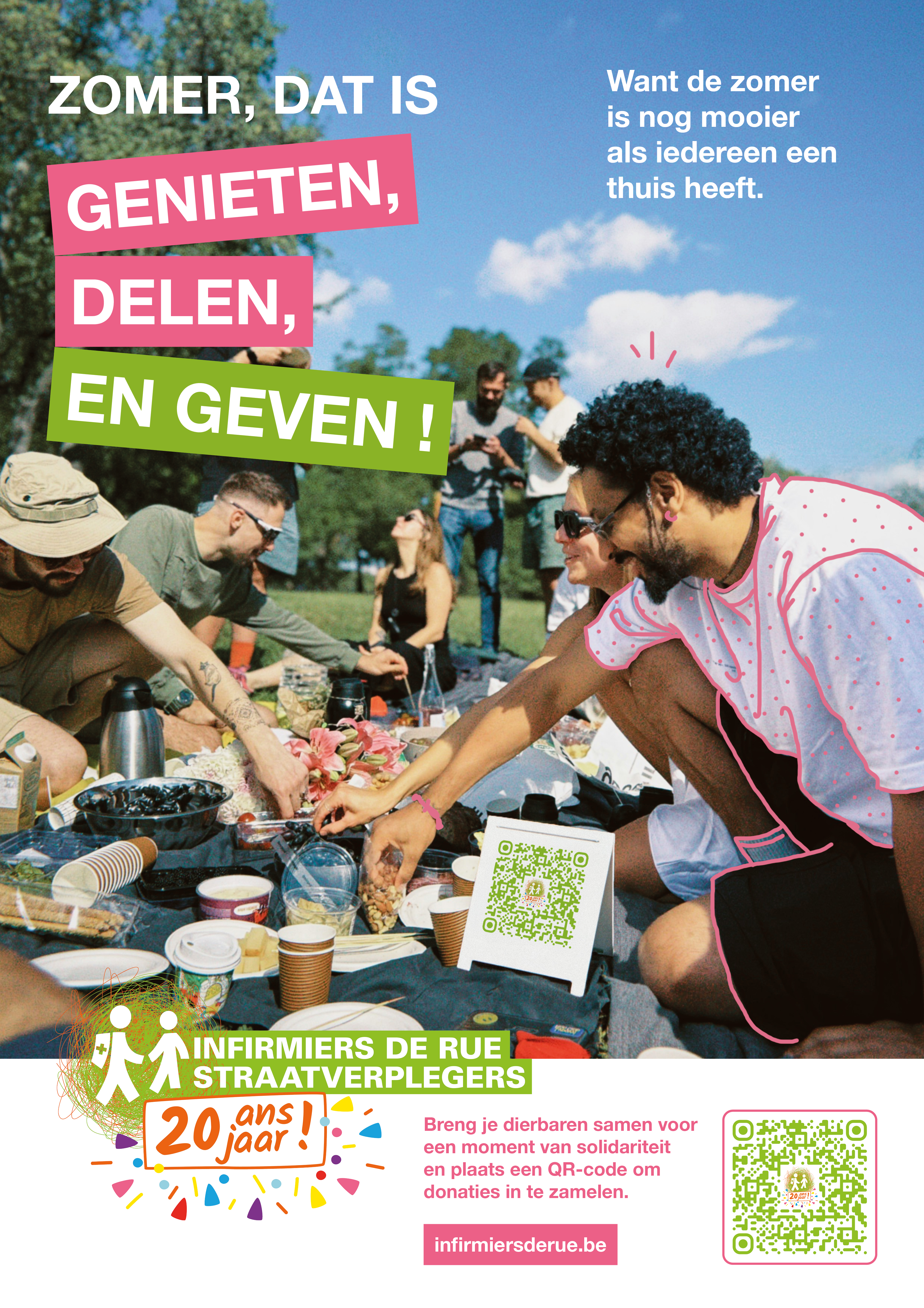 Campagnebeeld van de solidaire tafels van Straatverplegers